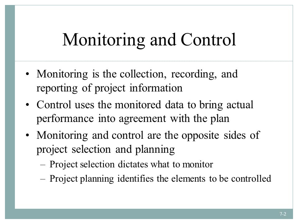 What is monitoring 2024 and control